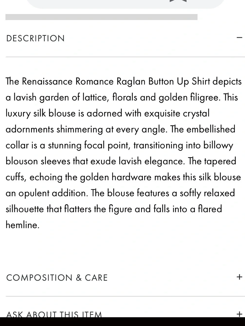 Camilla NWT Renaissance Romance ragland button silk shirt high neck jewels Small - Picture 4 of 16